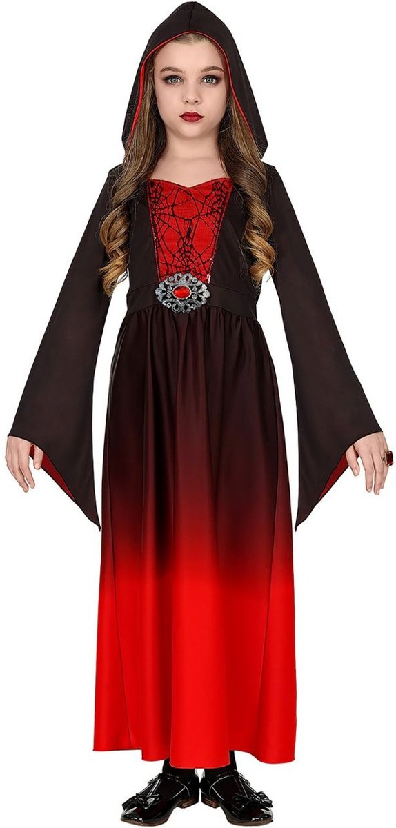 Gotisch Kostuum | Gotische Schone Vanessa Rood Zwart | Meisje | Maat 158 | Halloween | Verkleedkleding